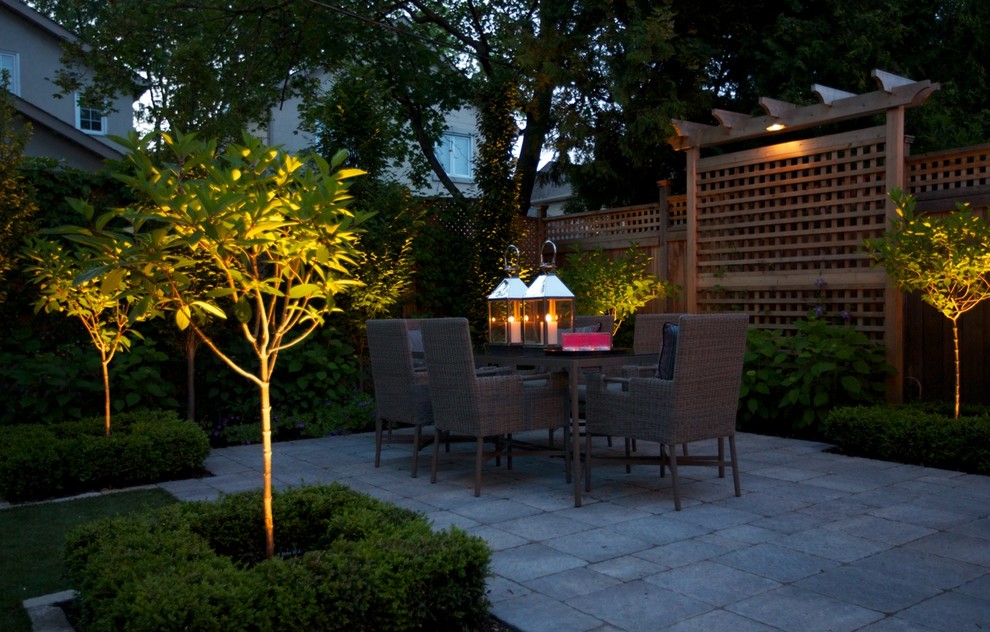 Trendy backyard stone patio photo in Toronto with no cover