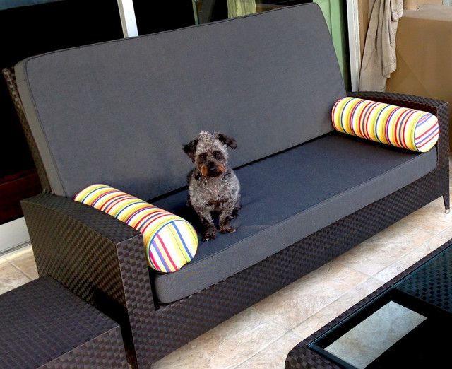 Dwight s Custom Outdoor Loveseat Cushions and Bolster Pillows Contemporary Courtyard San Francisco by Cushion Source Houzz