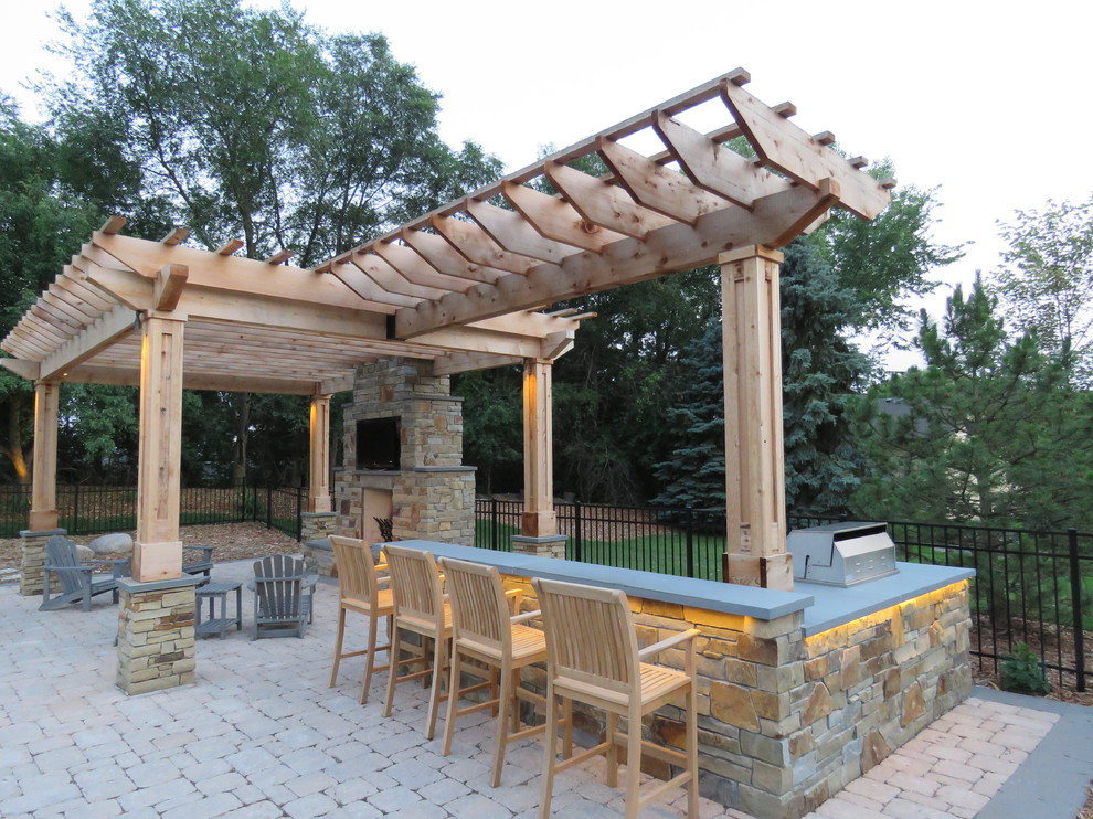 Eden Prairie Kitchen and Fireplace Transitional Patio Minneapolis