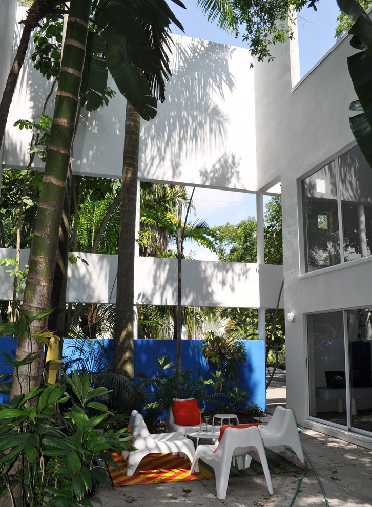 Diseño de patio tropical sin cubierta