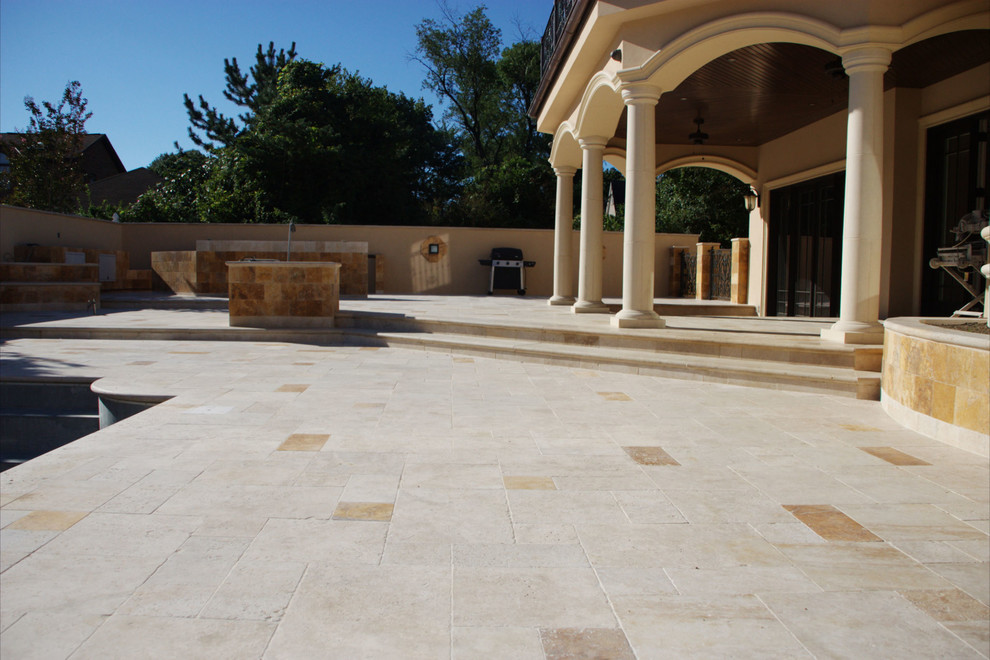 Elegant Ivory Travertine Traditional Patio New York by Elegant Tile and Stone Houzz