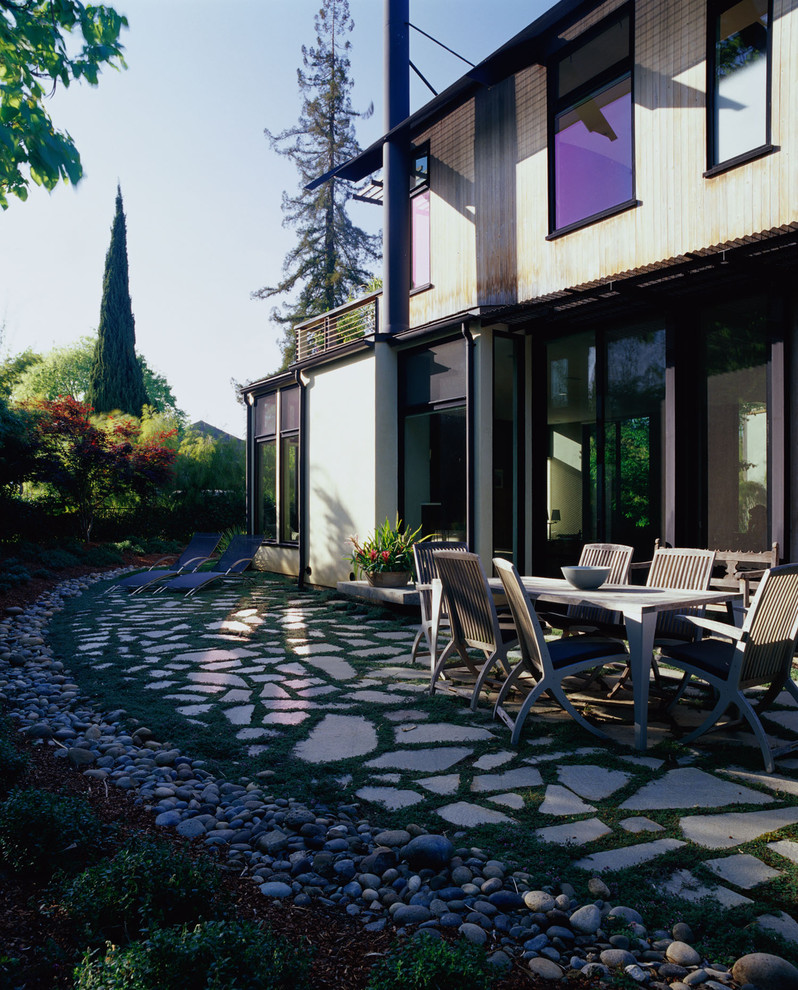 Inspiration for a contemporary stone patio remodel in San Francisco with no cover