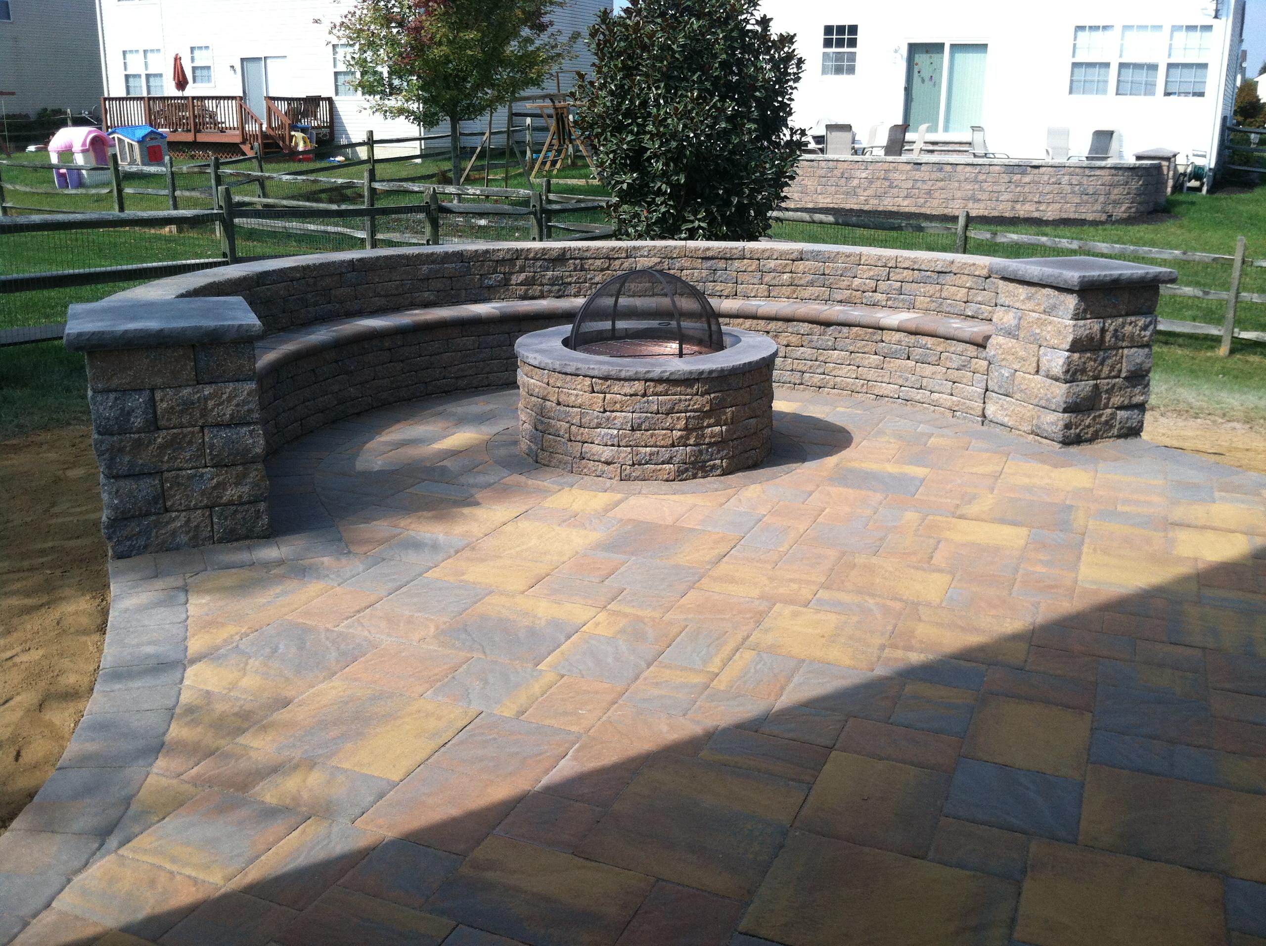 Ep Henry Bristol Stone Paver Patio With Fire Pit Rustic Patio Wilmington By Autumn Hill Patio Landscape Houzz