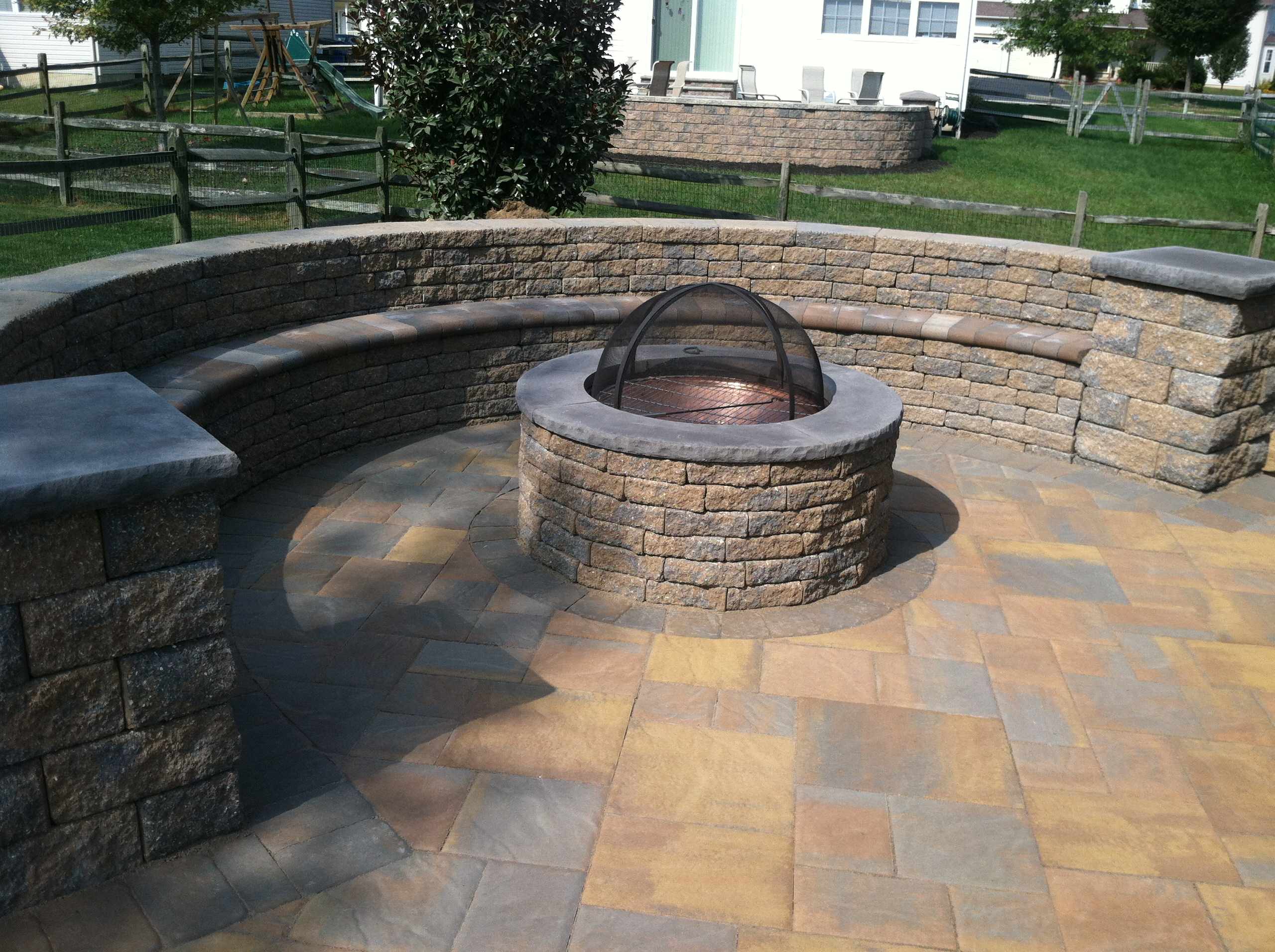 Ep Henry Bristol Stone Paver Patio With Fire Pit Rustic Patio Wilmington By Autumn Hill Patio Landscape Houzz