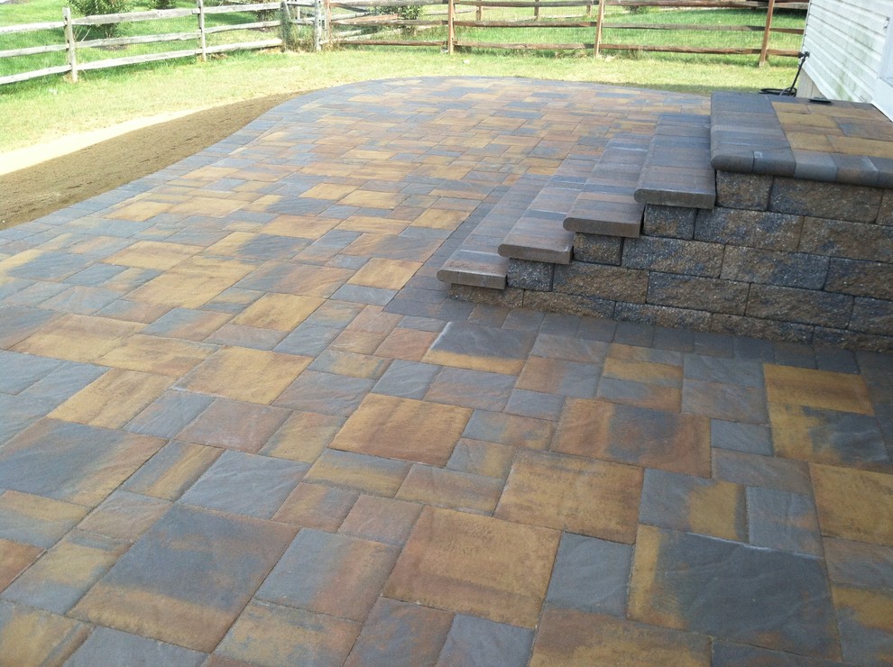 EP Henry Bristol Stone Paver Patio with Fire pit Rustic Patio
