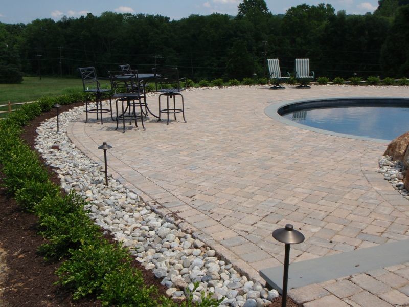 Ep Henry Pool Deck With Delaware River, River Rock Around Pool Deck