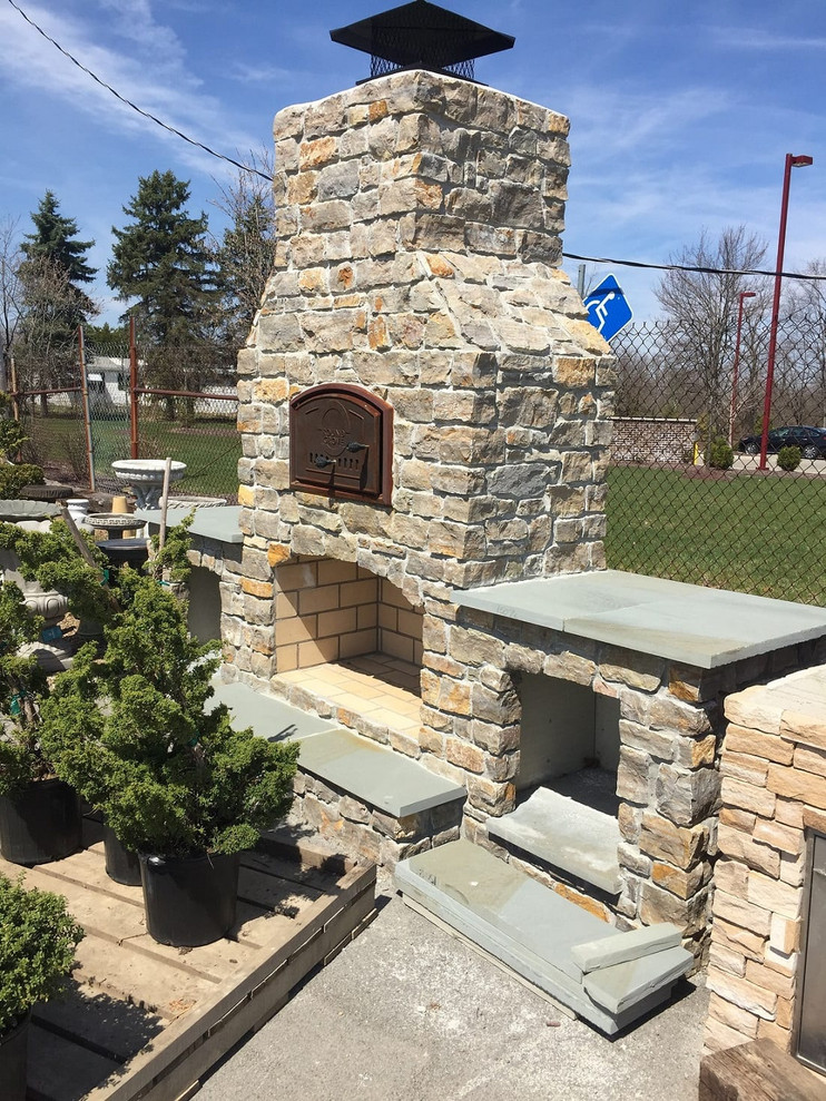 Thin Stone Veneer Outdoor Fireplace, Faux Stone Outdoor Fireplace