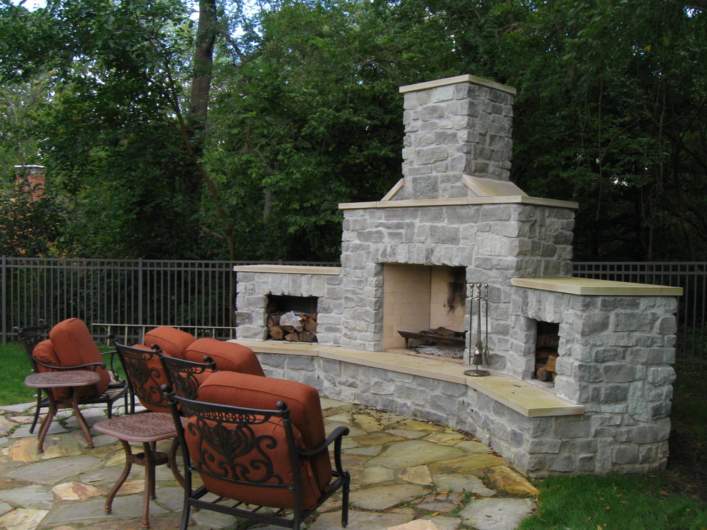 Design ideas for a classic patio in Other with a fire feature.