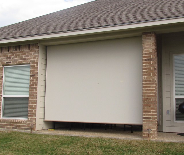 Exterior Motorized Patio Shades Traditional Patio Austin by