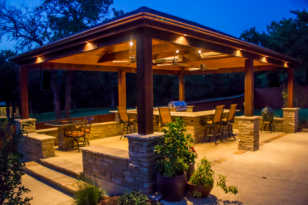 Extravagant Pavilion with Stone Accents Patio Oklahoma City by