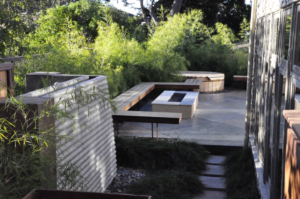 Design ideas for a contemporary patio in San Luis Obispo with a fire feature.