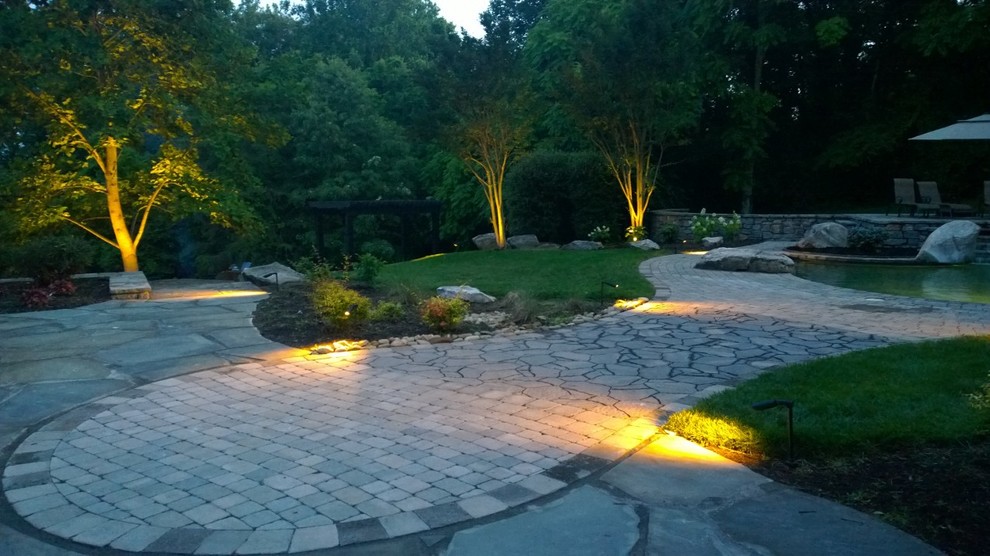 Flagstone and Concrete Paver Collaboration Traditional Patio