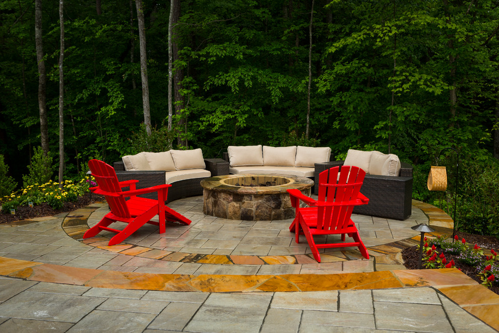 Flagstone Patio with Firepit Rustic Patio Charlotte by The