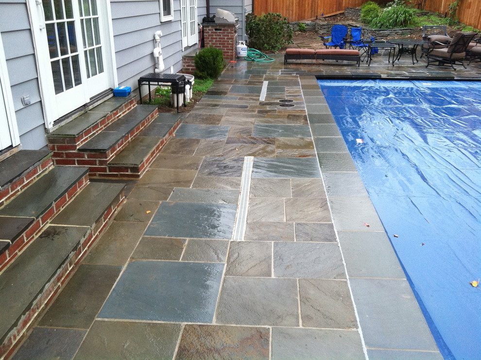 Flagstone Pool Deck in Washington DC Spring Valley NW Contemporary Patio DC Metro by