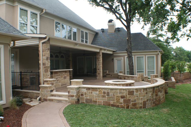 Fort Worth South Lake Covered Patio Open Patio Outdoor Kitchen And Fire Pit Traditional Patio Dallas By Archadeck Of Fort Worth