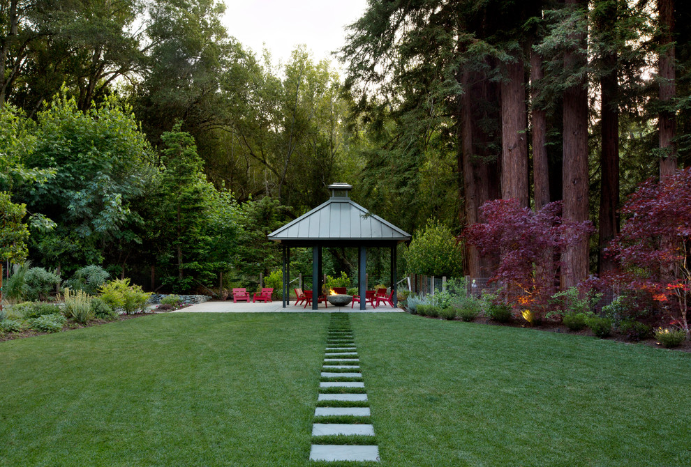 Patio - transitional backyard patio idea in San Francisco with a fire pit