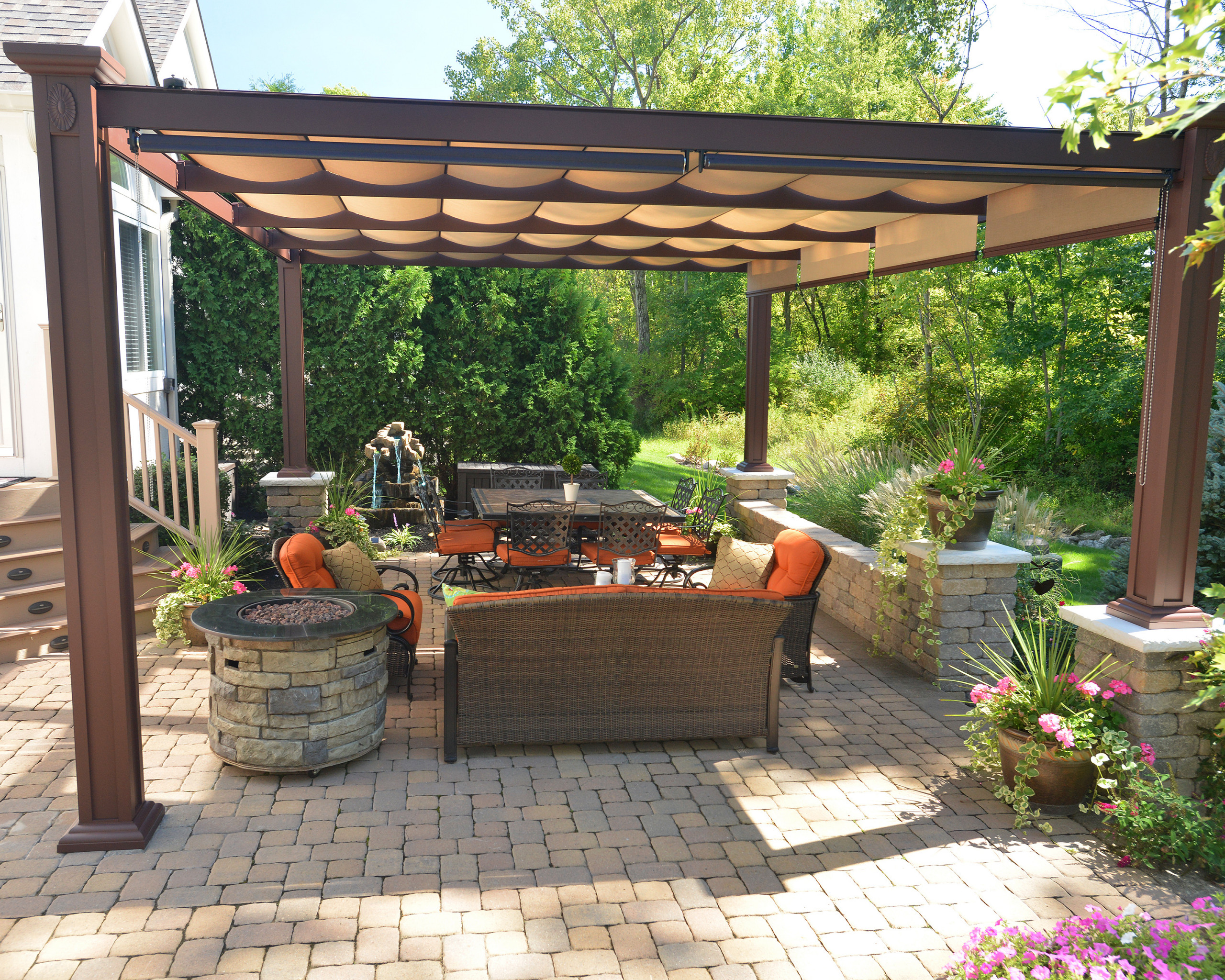 Free Standing Bungalow Bronze Aluminum Structure With Canopies Transitional Patio Columbus By Shadetree Retractable Canopies Houzz
