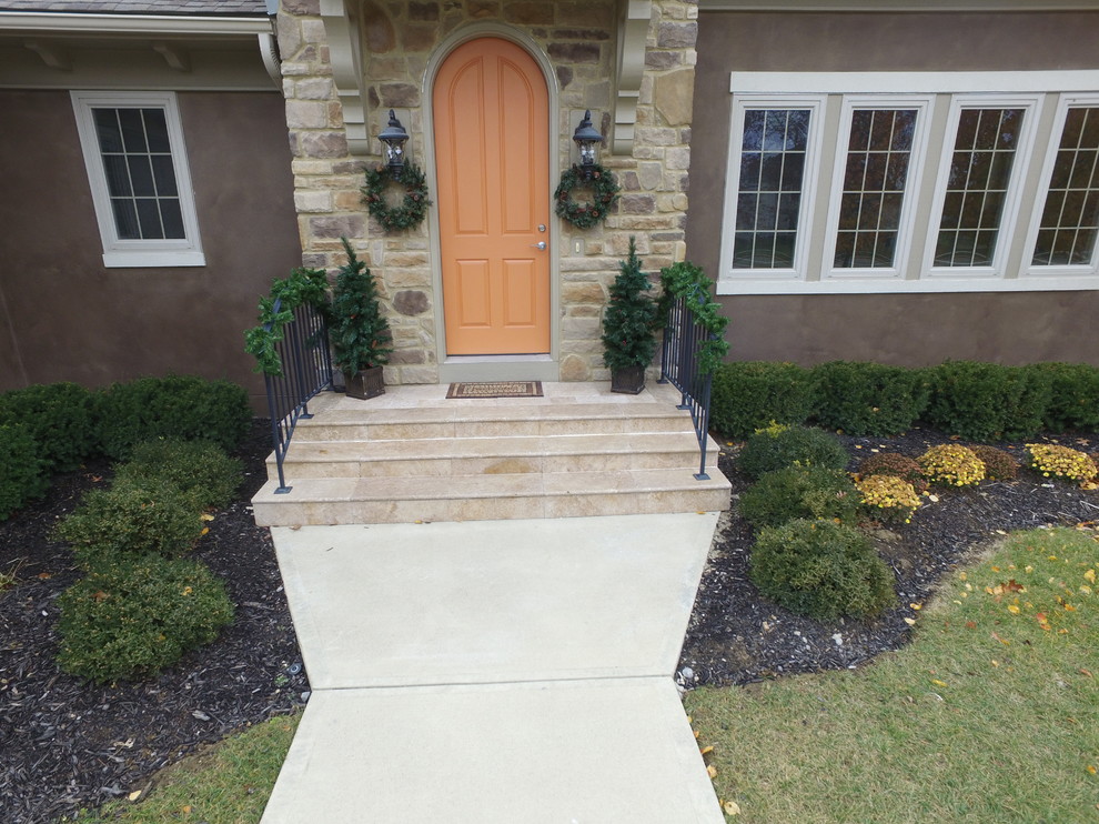 Front Entry Steps Travertine Stone resurfacing existing concrete