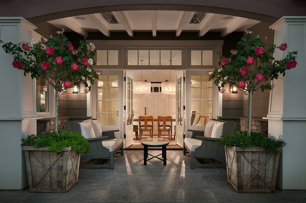 Front Patio with Pink Roses Transitional Patio Phoenix by