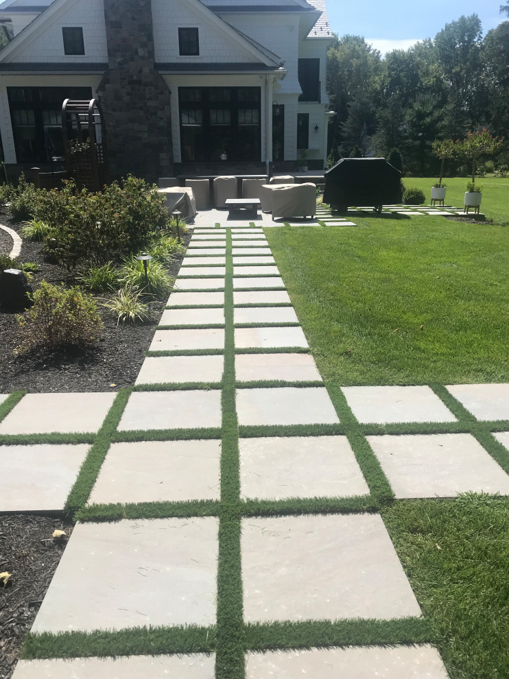 Full Color Cleft Bluestone Outdoor Porcelain Tile Contemporary