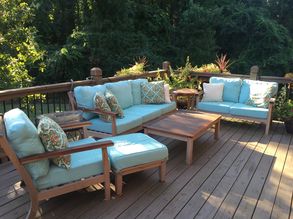 Deck - large traditional backyard deck idea in Orange County with no cover