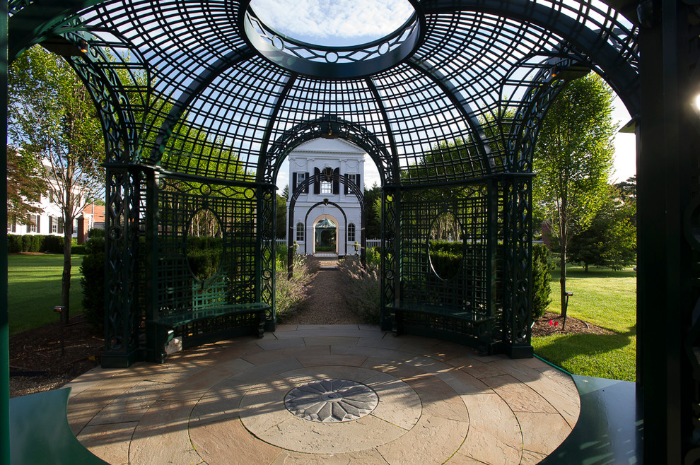 Inspiration for a classic patio in Providence with a gazebo.