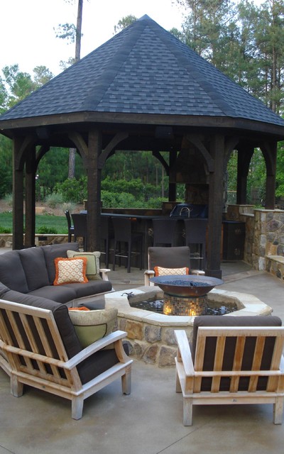 Gazebo And Firepit - Traditional - Patio - Raleigh - By Emk Construction,  Inc. | Houzz Au