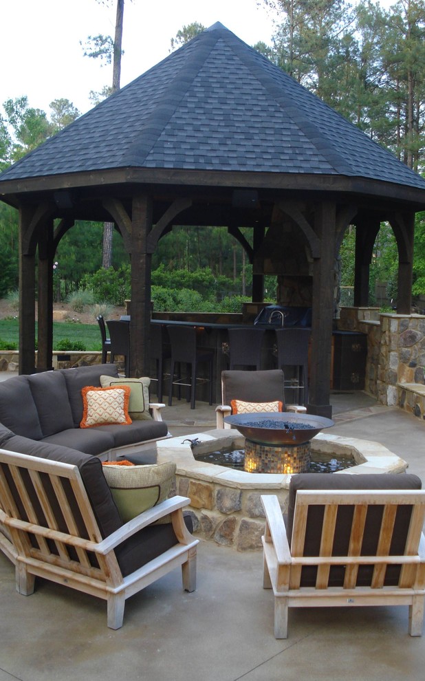 Firepit Traditional Patio Raleigh, Gazebo With Fire Pit Ideas