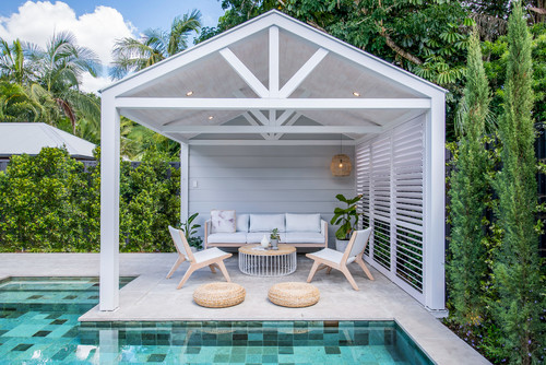 styling an outdoor area cabana style next to pool