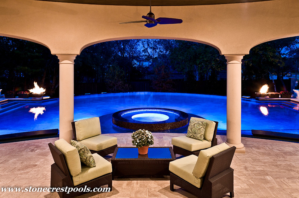Glass tile Edge pool Mediterranean Patio Dallas by Stonecrest