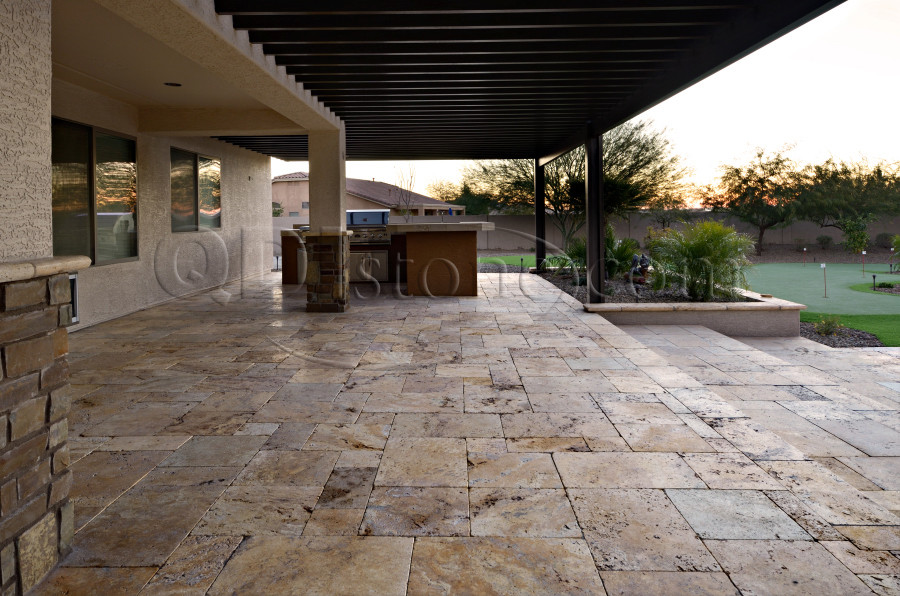 Gold versailles pavers travertine Traditional Patio Phoenix by