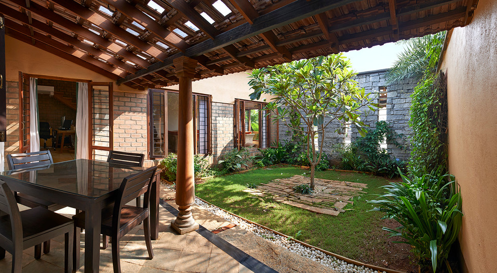 This is an example of a world-inspired veranda in Bengaluru.