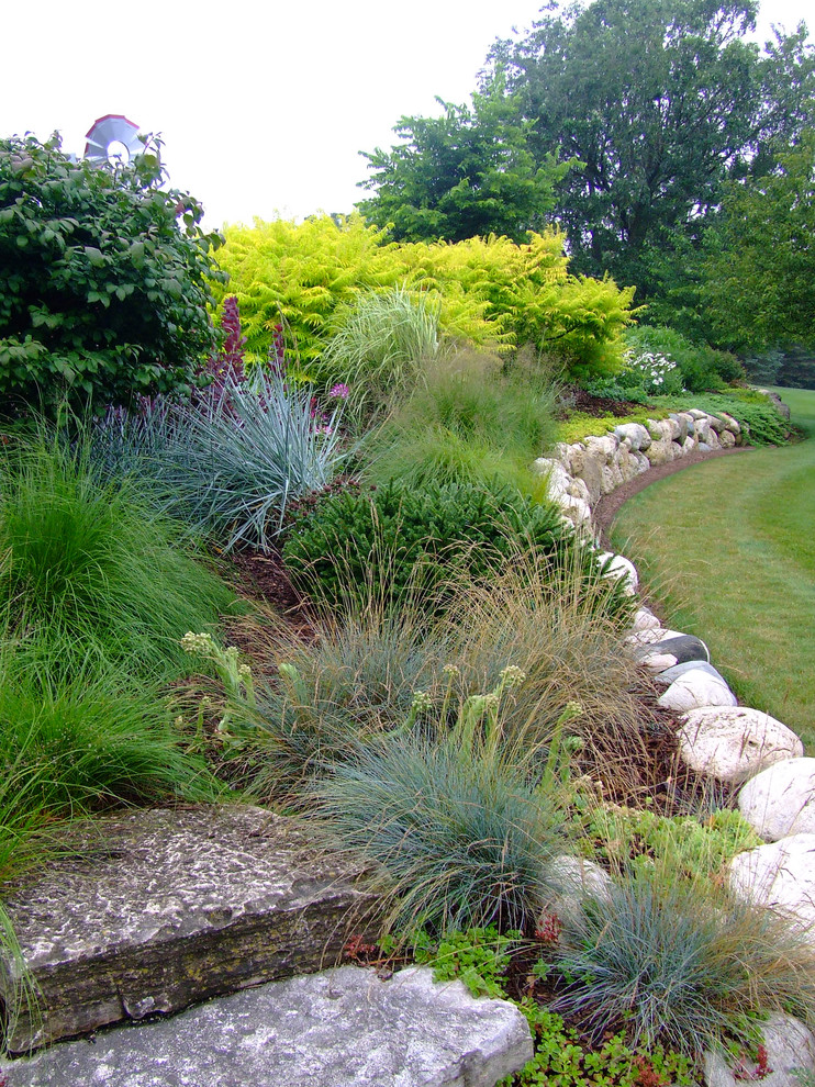 Inspiration for a mid-sized traditional backyard landscaping in Milwaukee.