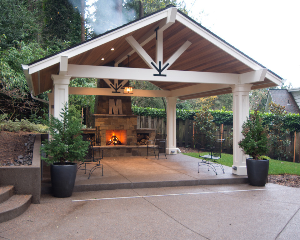 Great Room Addition, Lake Oswego Craftsman Patio Portland by