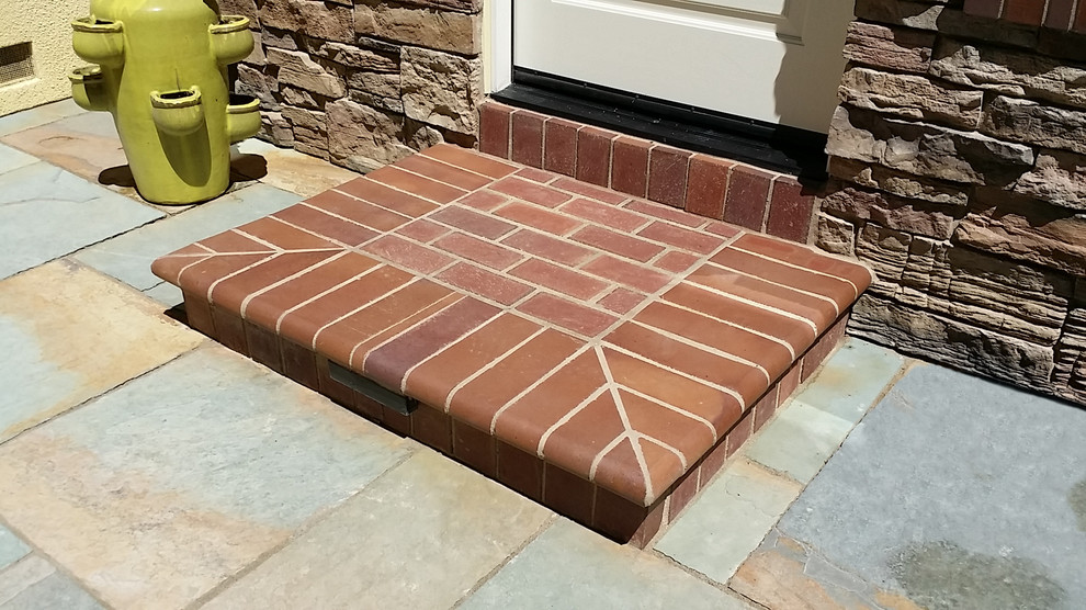 Green Rustic Natural Stone Pavers and Bullnose Brick Step - Traditional