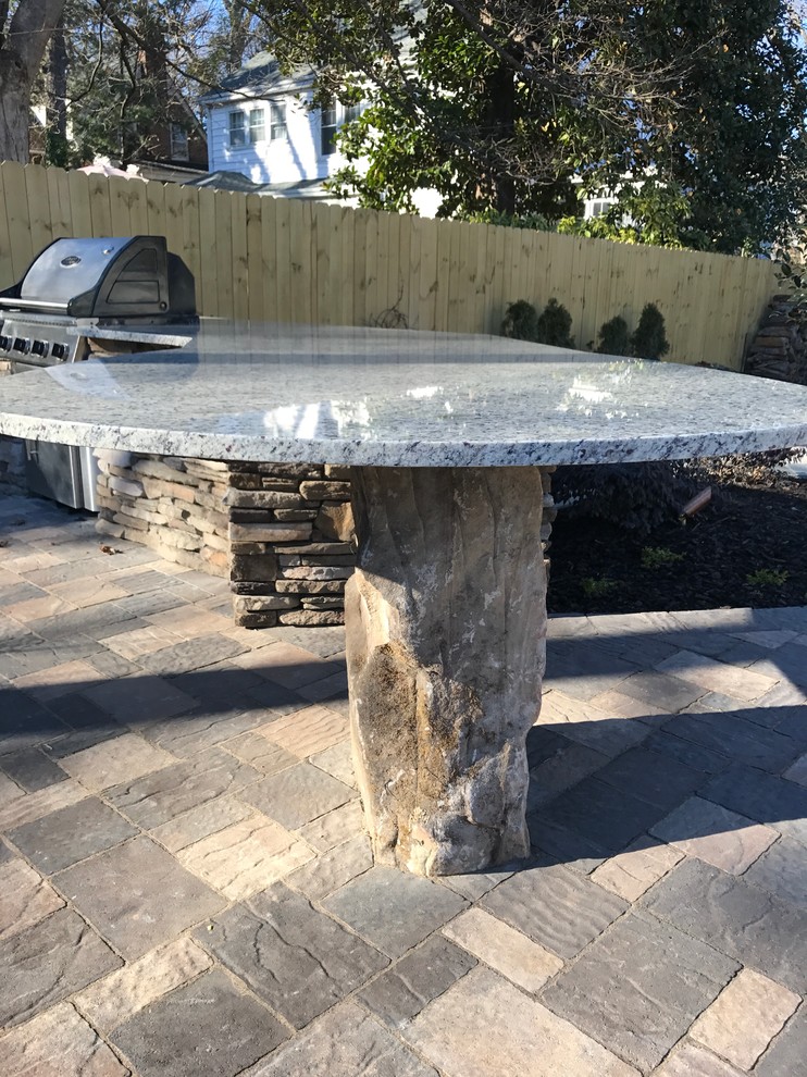 Greensboro NC New Raised Patio with Firepit and Outdoor Kitchen