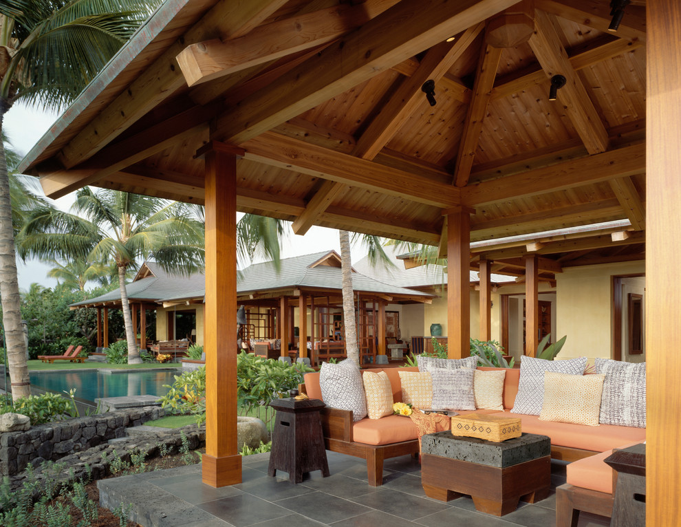 Inspiration for a tropical patio remodel in Hawaii with a gazebo