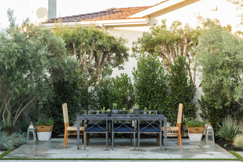 Inspiration for a cottage backyard patio remodel in Orange County with no cover