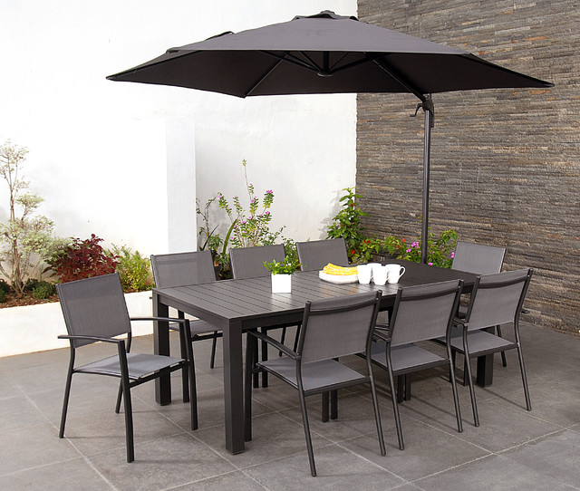 8 Seater Garden Table And Chairs With Parasol - Mediconist