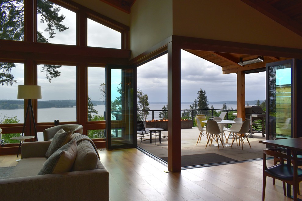 Henderson Bay House Covered Patio Midcentury Patio Seattle by