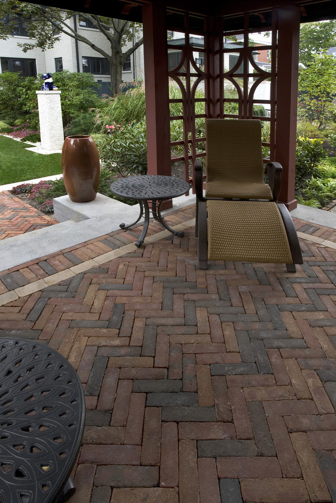Herringbone Brick Pattern Traditional Patio Chicago by Krugel
