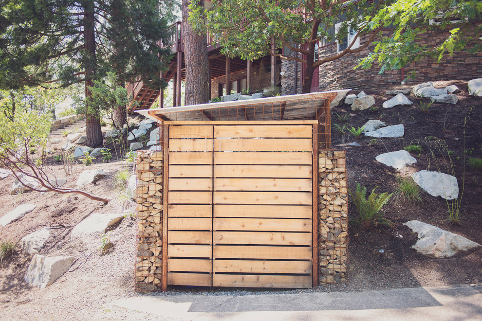 Hillside Garbage + Recycling Enclosure Rustic Patio Other by
