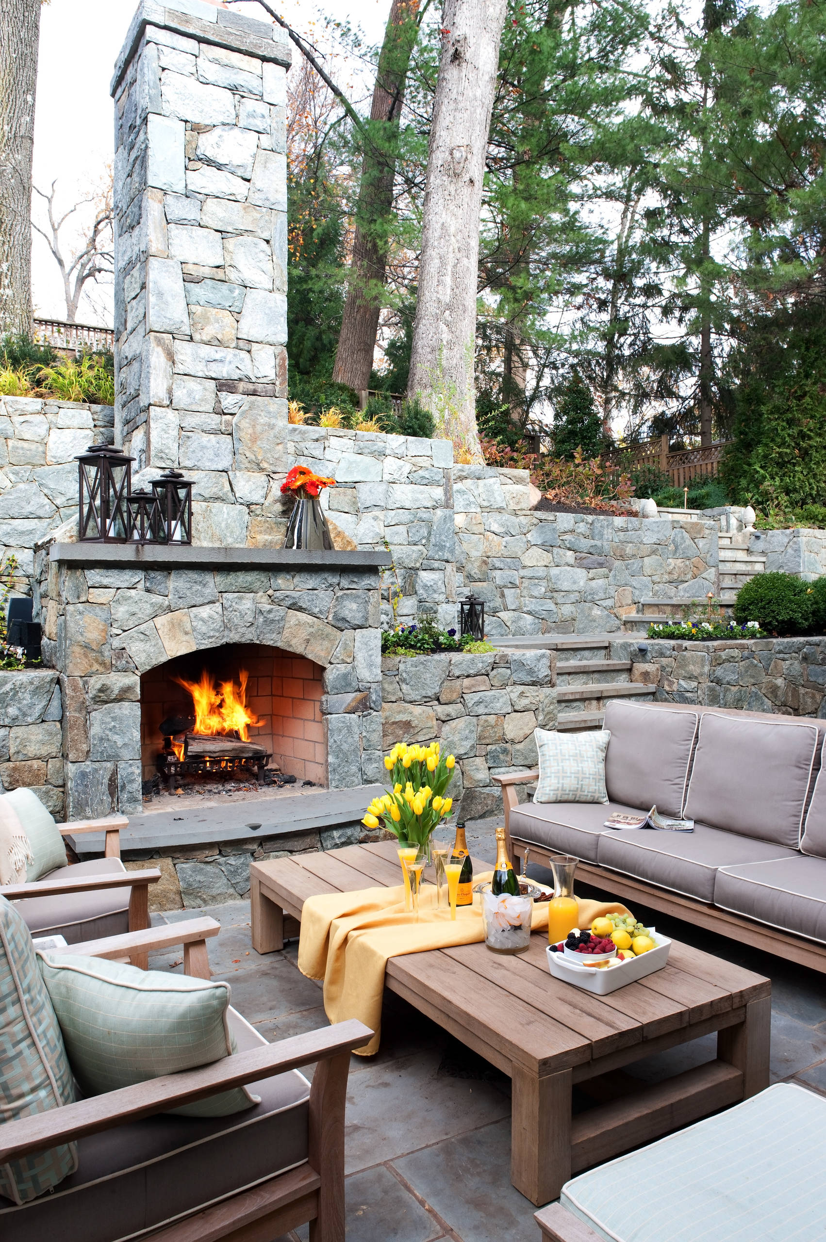 outdoor tabletop fireplace on Outdoor Fireplace Wall Houzz
