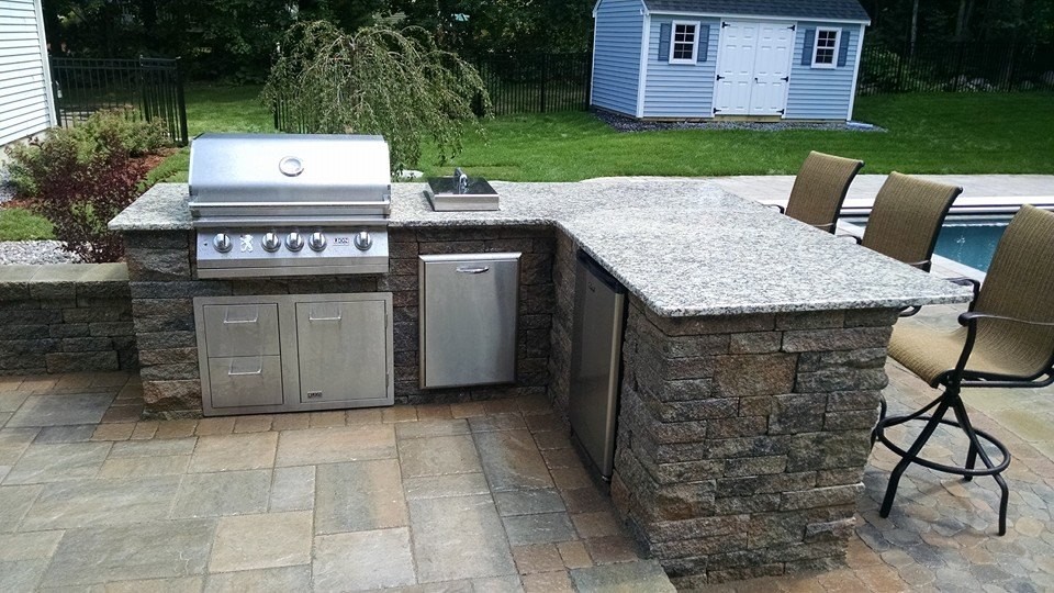 Hooksett, NH Pool Patio, Fire Pit, Outdoor Kitchen Contemporary
