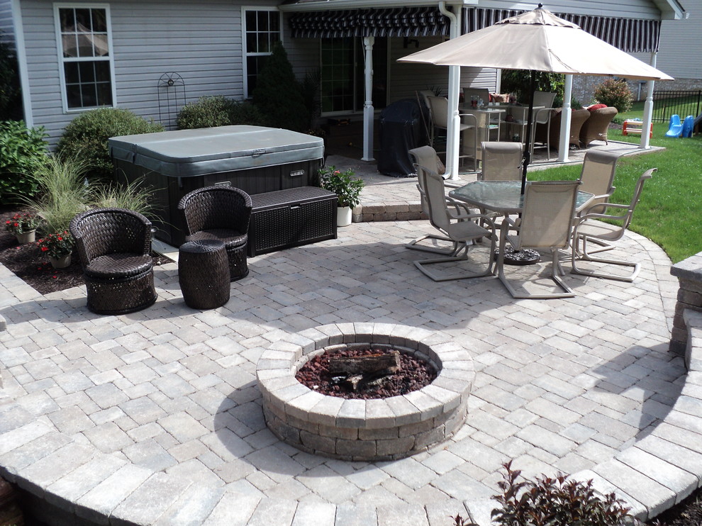 Hot Tub Patio with Fire Pit Area Traditional Patio Other by K