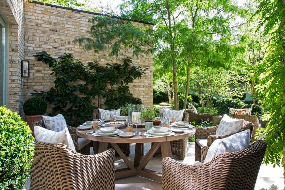 Inspiration for a medium sized contemporary back patio in London with no cover.