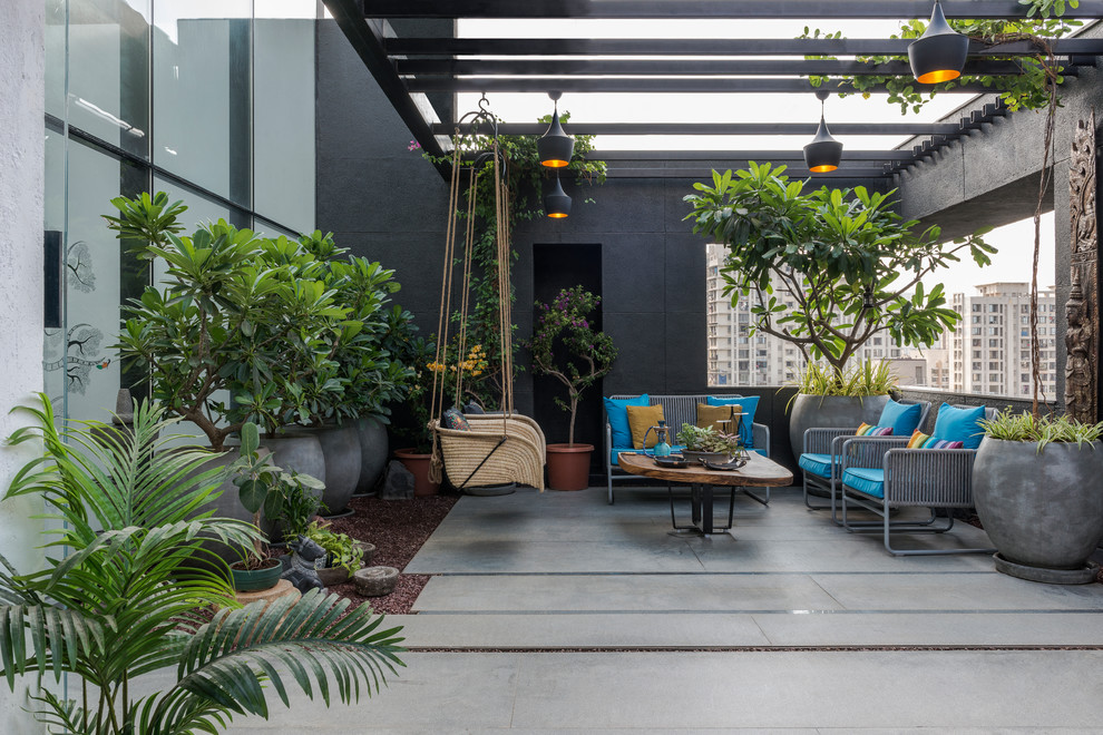 Idée de décoration pour une terrasse design.