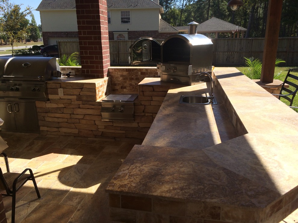 Houston Firepit, TwoTier Pergola & Outdoor Kitchen With Pizza Oven