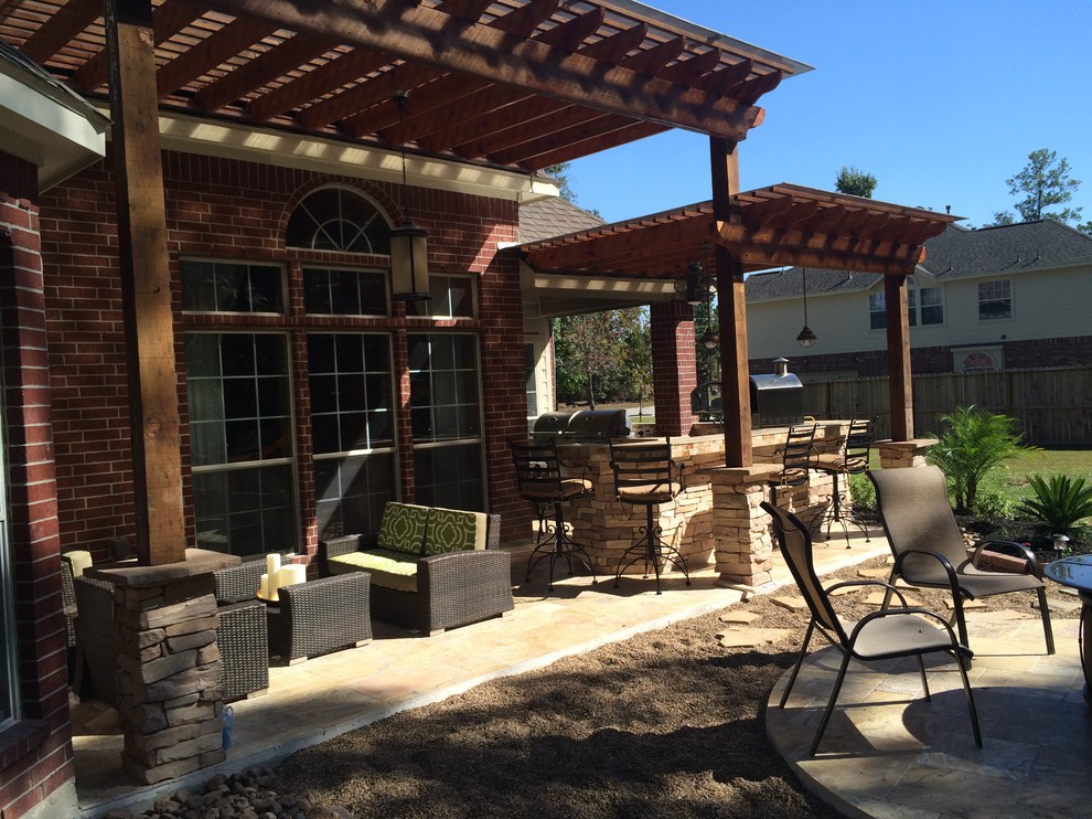 Houston Firepit, TwoTier Pergola & Outdoor Kitchen With Pizza Oven