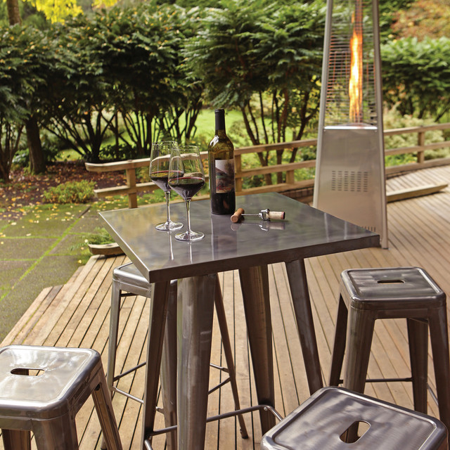 Industrial Pub Table And Stools 5 Piece Set Industrial Patio Seattle By Thos Baker Houzz Uk